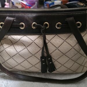 Dooney & Bourke Black and Cream Shoulder Bag